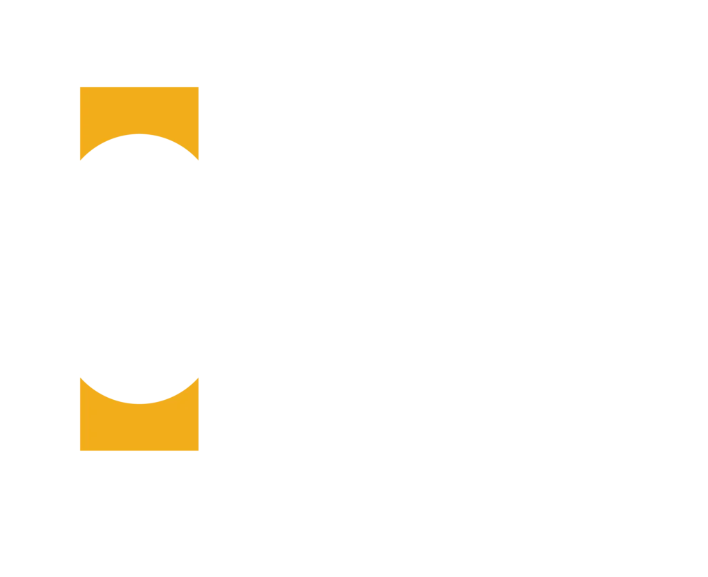 logotipo de topoestudio versión blanco y naranja vertical